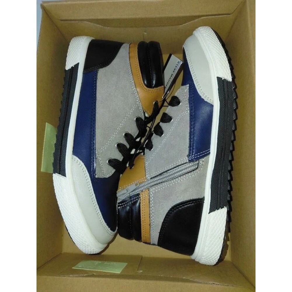 Steve Madden Kids Size 4 High Top Sneakers Blue Yellow Grey Retro NWT NIB